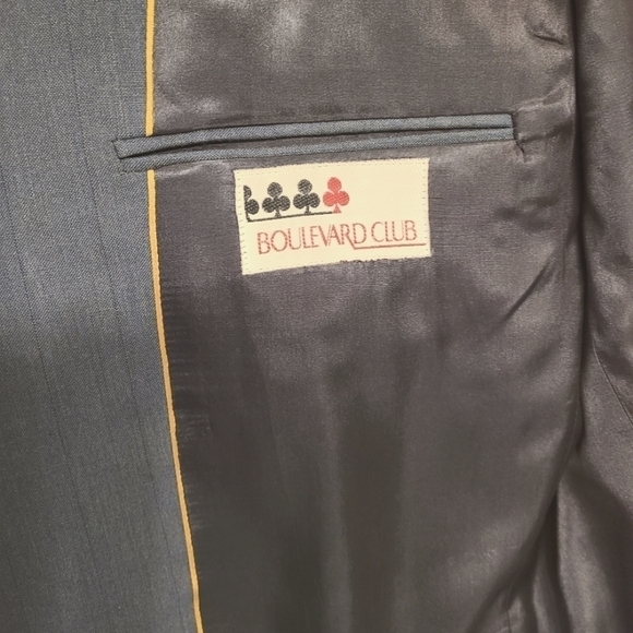 BOULEVARD CLUB UNION MADE WOOL BLAZER MENS NAVY BLUE FORMAL SUIT JACKET VINTAGE - Picture 5 of 7